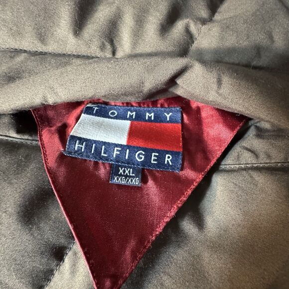 Vintage Tommy Hilfiger Men XXL Goose Down Puffer Vest Reversible Red Grey - Picture 8 of 12